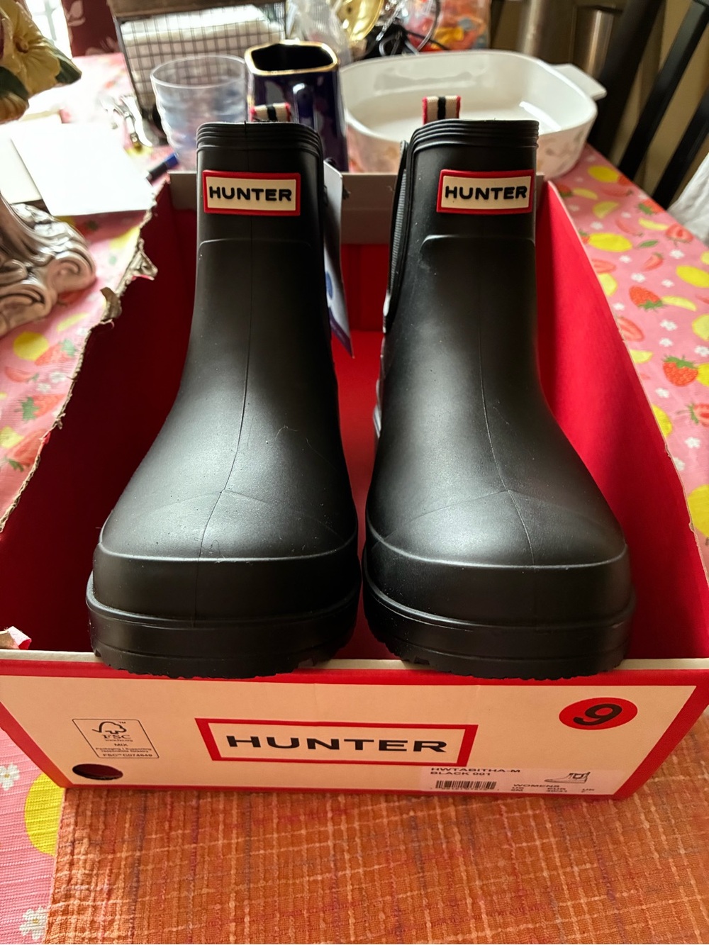 Hunter Tabitha Black Short Waterproof Rain Boots new w tags